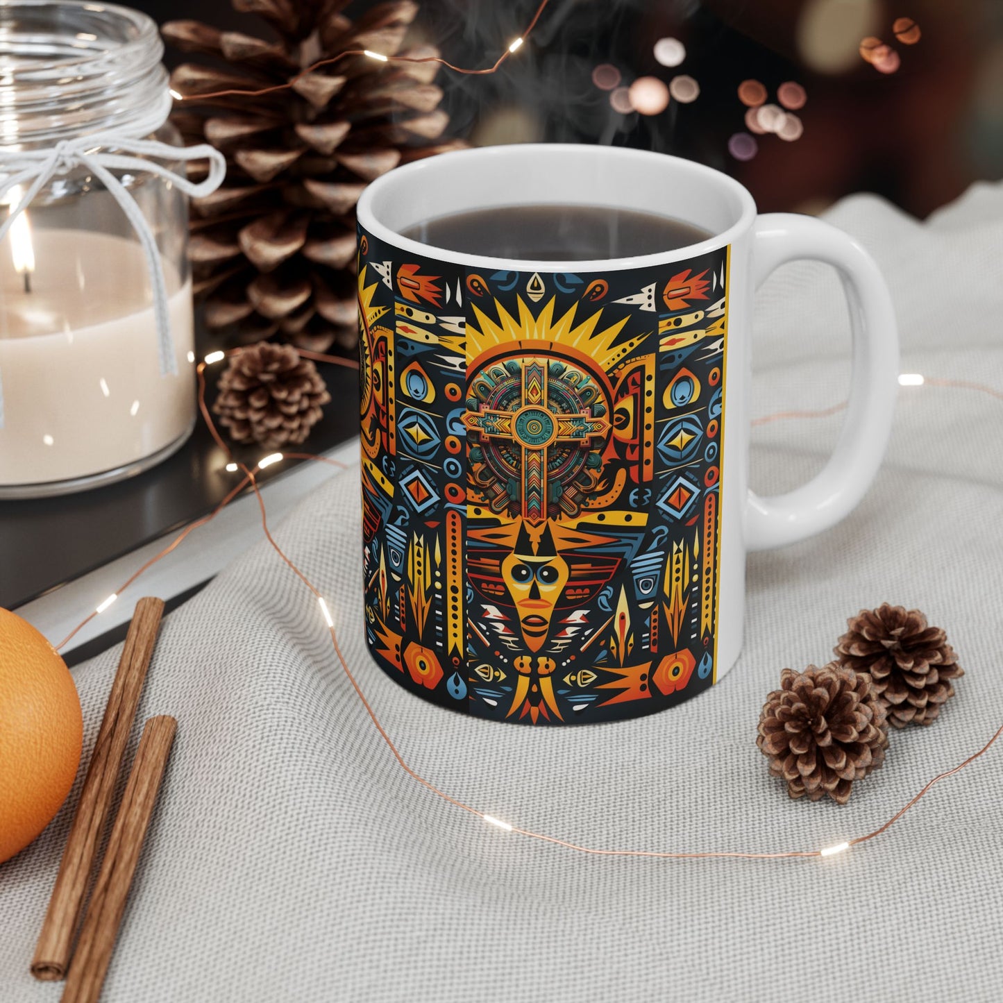 Ceramic Mug 11oz - Tribal Fusion Design