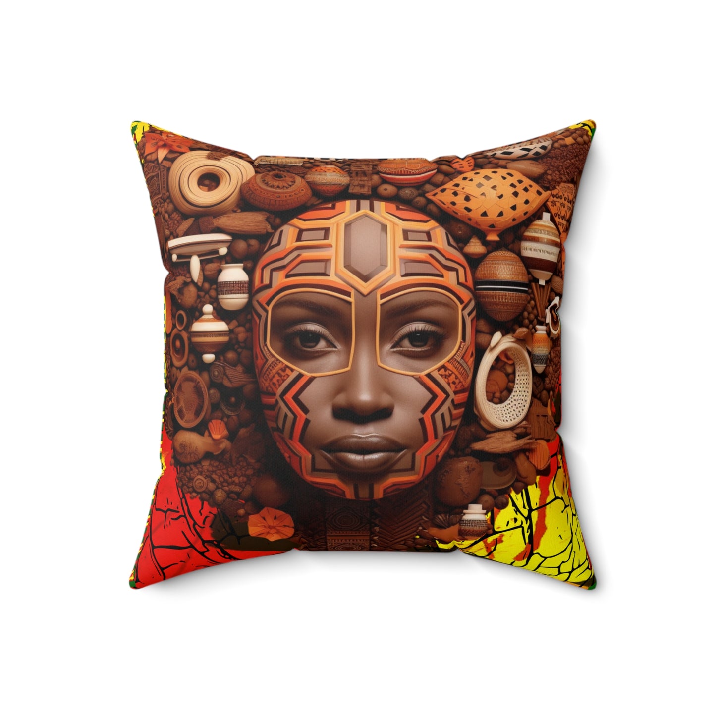 Spun Polyester Square Pillow - African Angel Design
