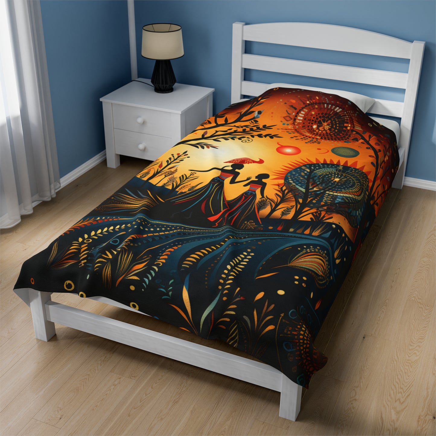 Velveteen Plush Blanket - Morning Glory Design