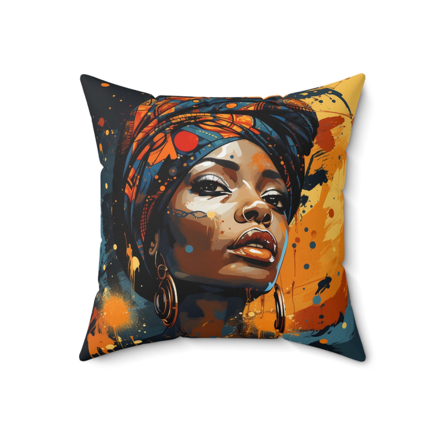 Spun Polyester Square Pillow - Daughters of Africa 3 Design