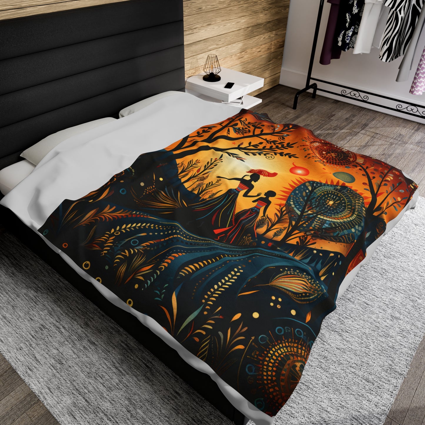 Velveteen Plush Blanket - Morning Glory Design