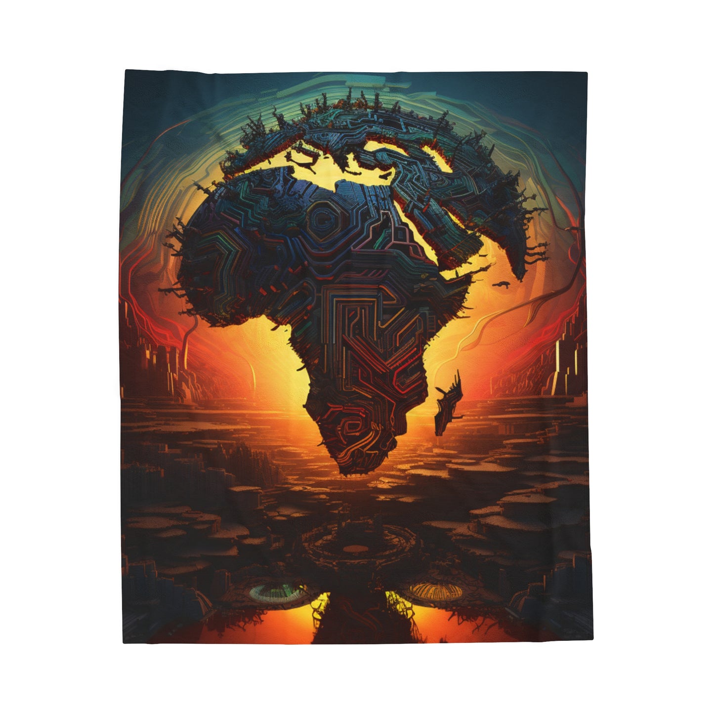 Velveteen Plush Blanket - Afro Matrix Design