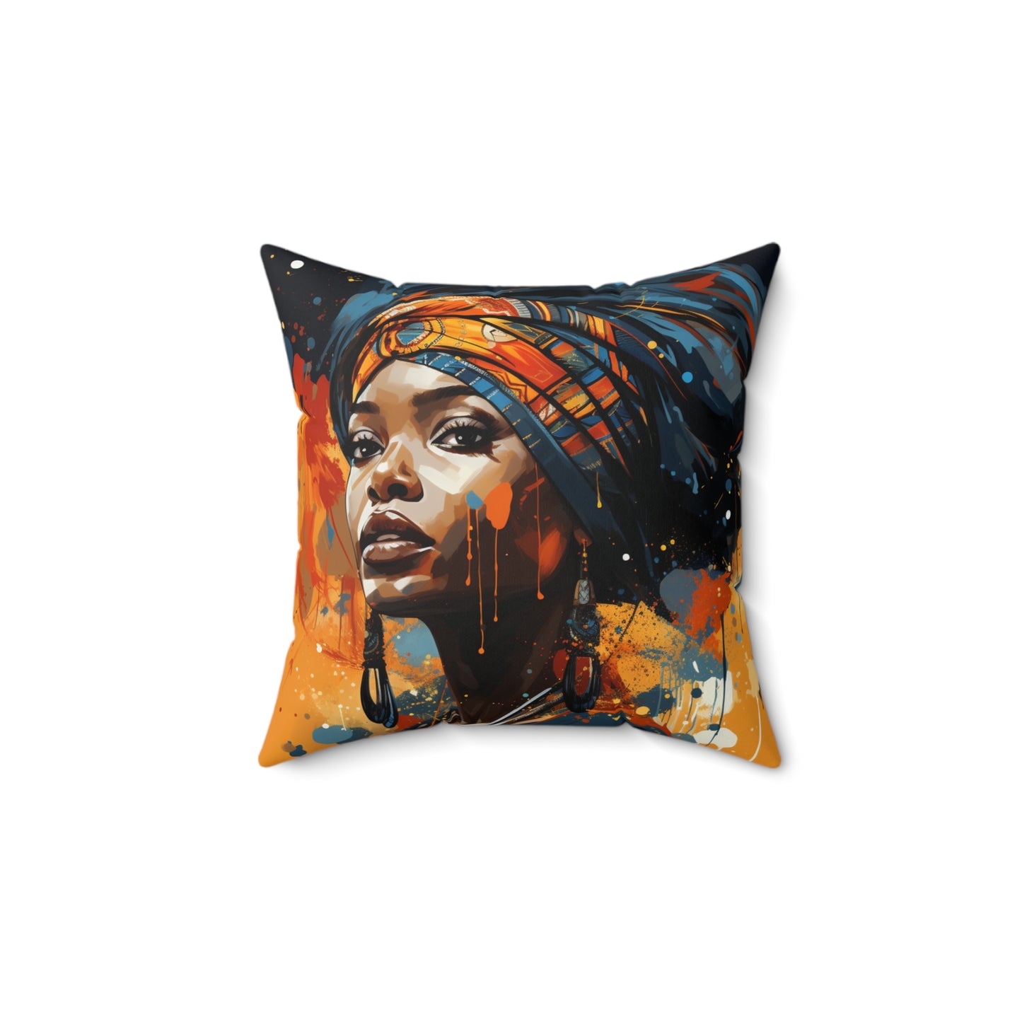 Spun Polyester Square Pillow - Daughters of Africa 2 Design
