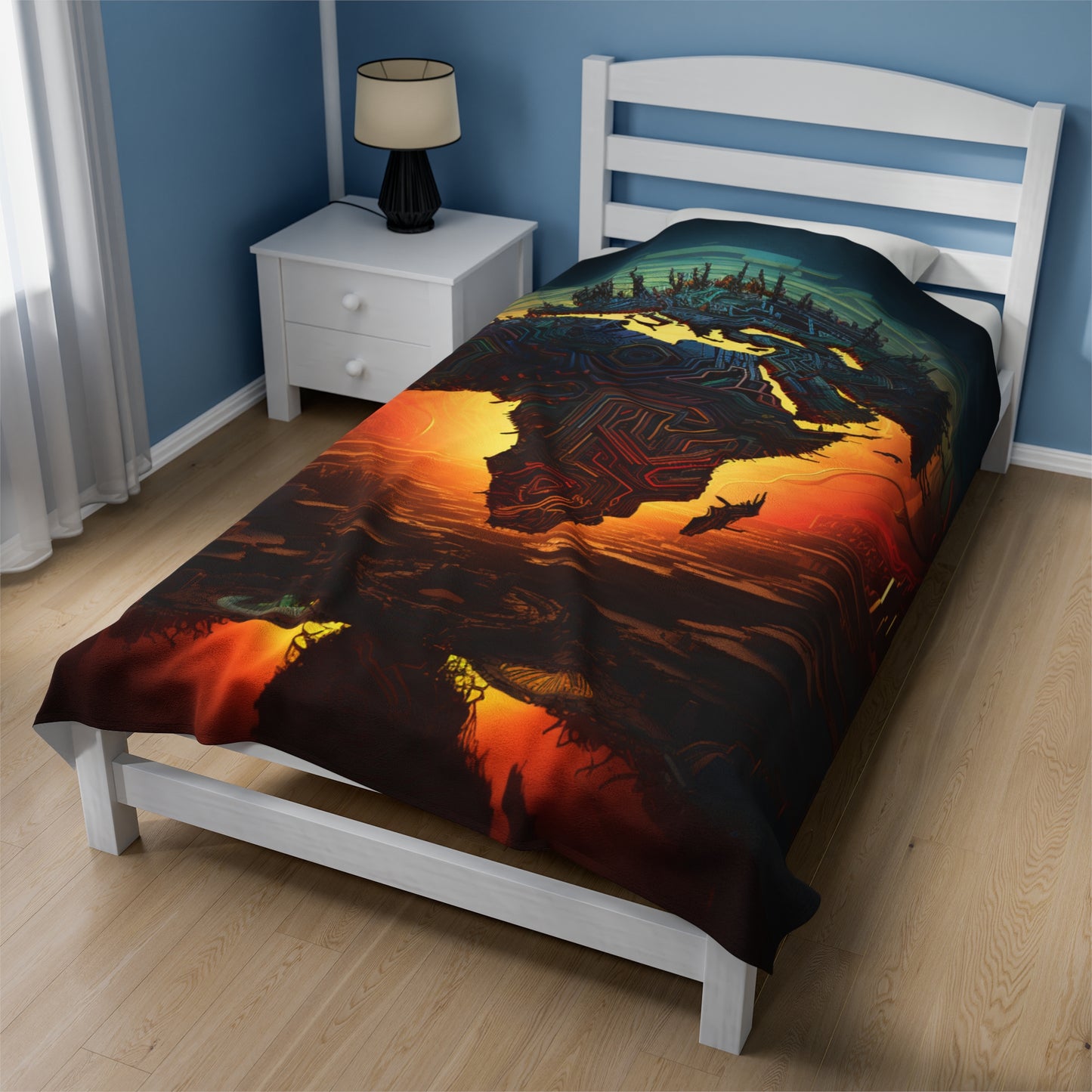 Velveteen Plush Blanket - Afro Matrix Design