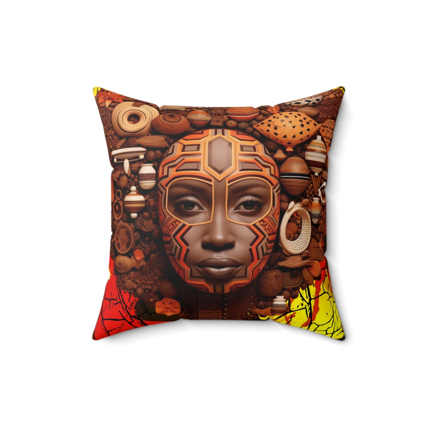 Spun Polyester Square Pillow - African Angel Design