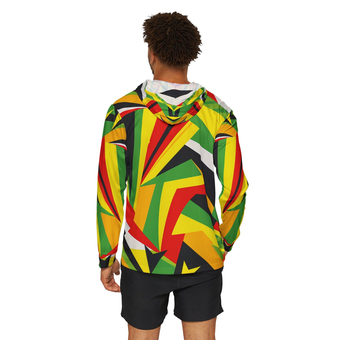 Men's Sports Warmup Hoodie - Zimbo Abstract Flag Design