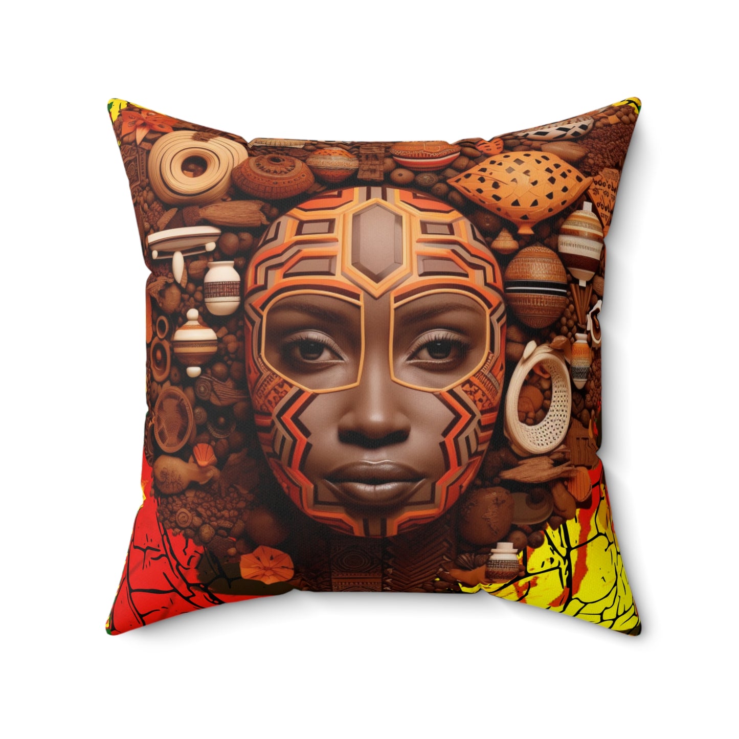 Spun Polyester Square Pillow - African Angel Design