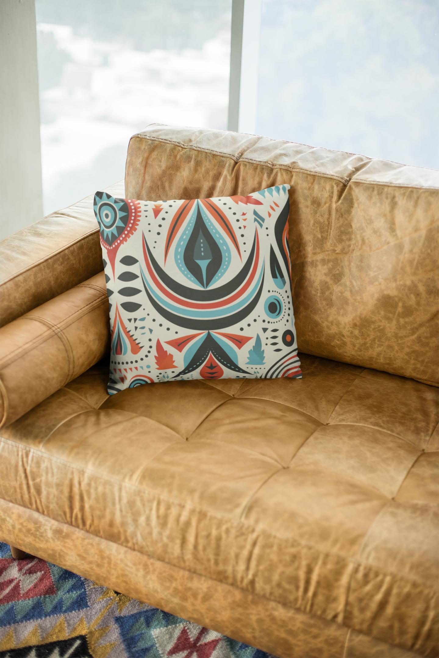 Spun Polyester Square Pillow - Waves of Renewal Design