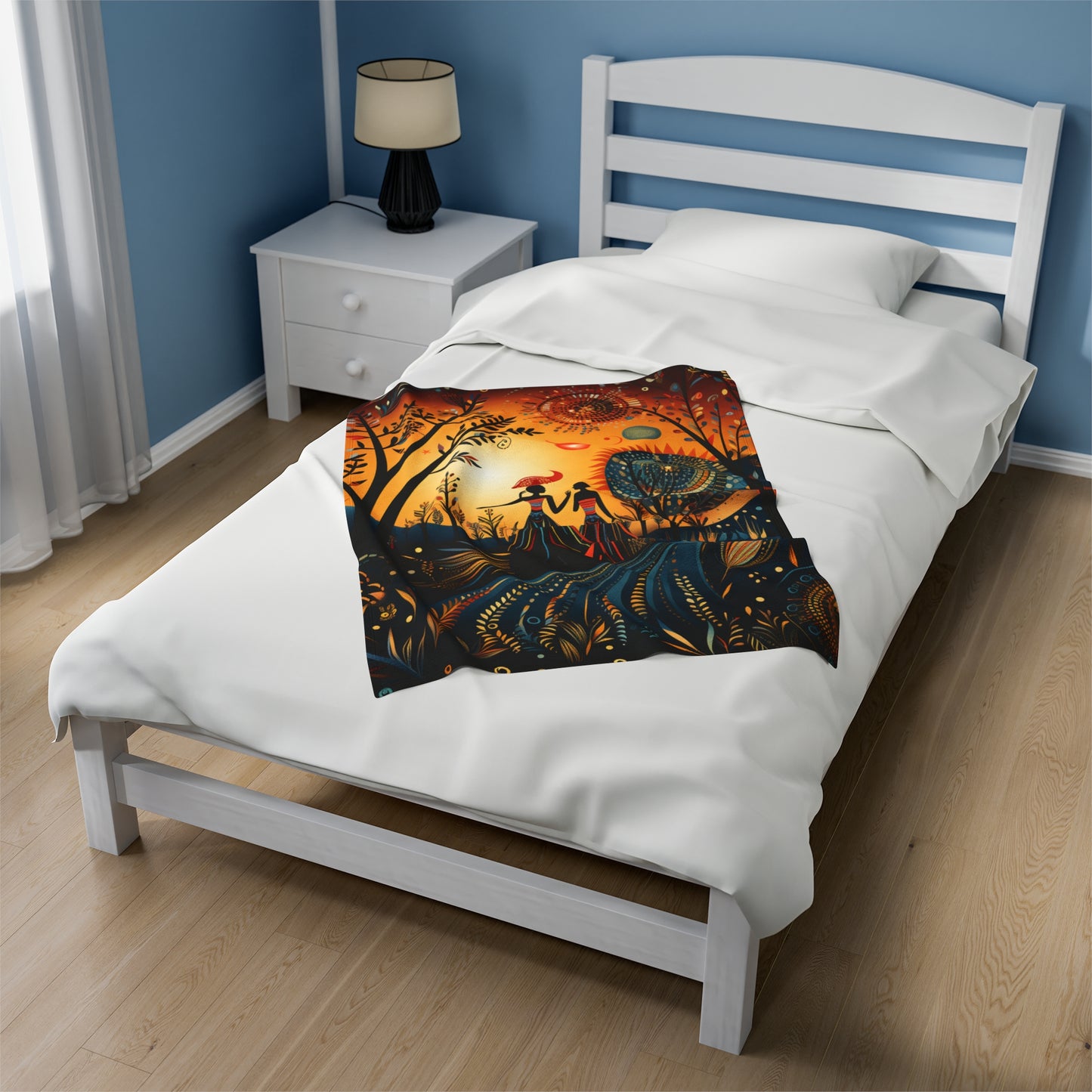 Velveteen Plush Blanket - Morning Glory Design