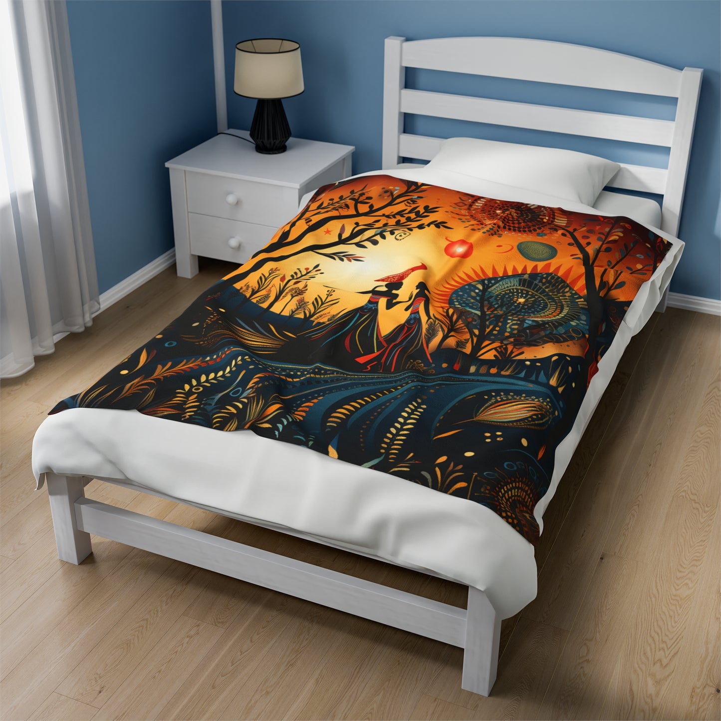 Velveteen Plush Blanket - Morning Glory Design