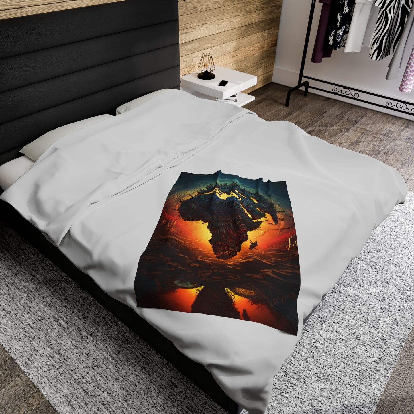 Velveteen Plush Blanket - Afro Matrix Design