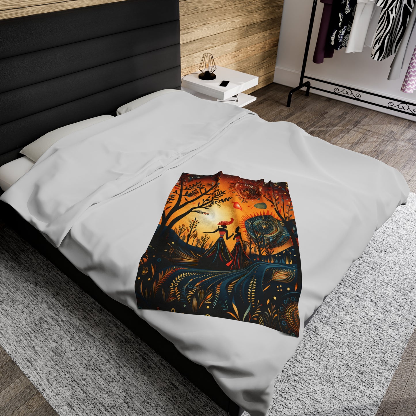 Velveteen Plush Blanket - Morning Glory Design