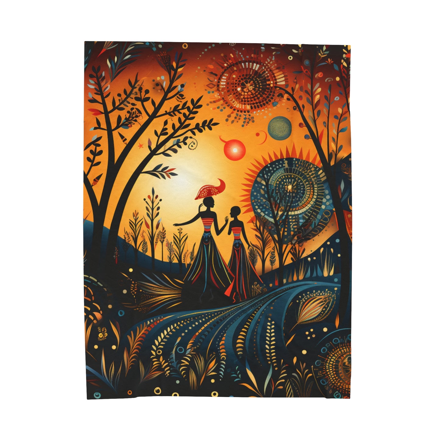 Velveteen Plush Blanket - Morning Glory Design