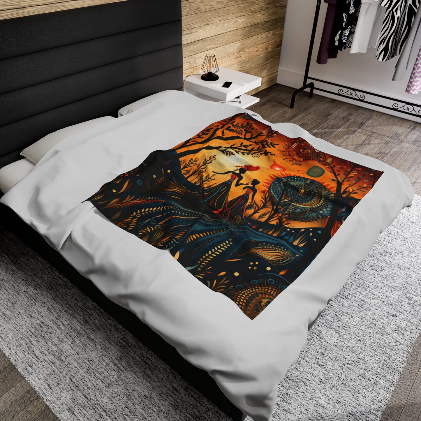 Velveteen Plush Blanket - Morning Glory Design