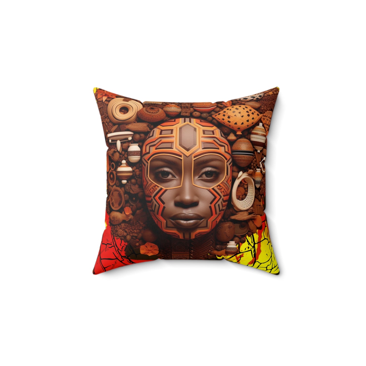 Spun Polyester Square Pillow - African Angel Design