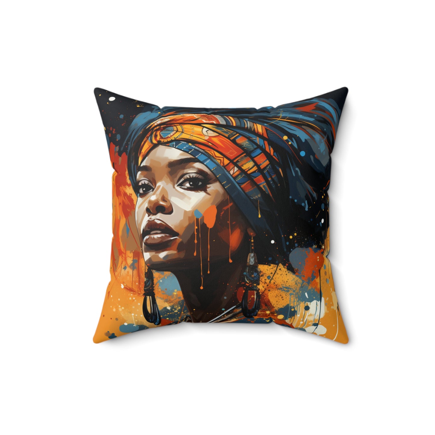 Spun Polyester Square Pillow - Daughters of Africa 2 Design