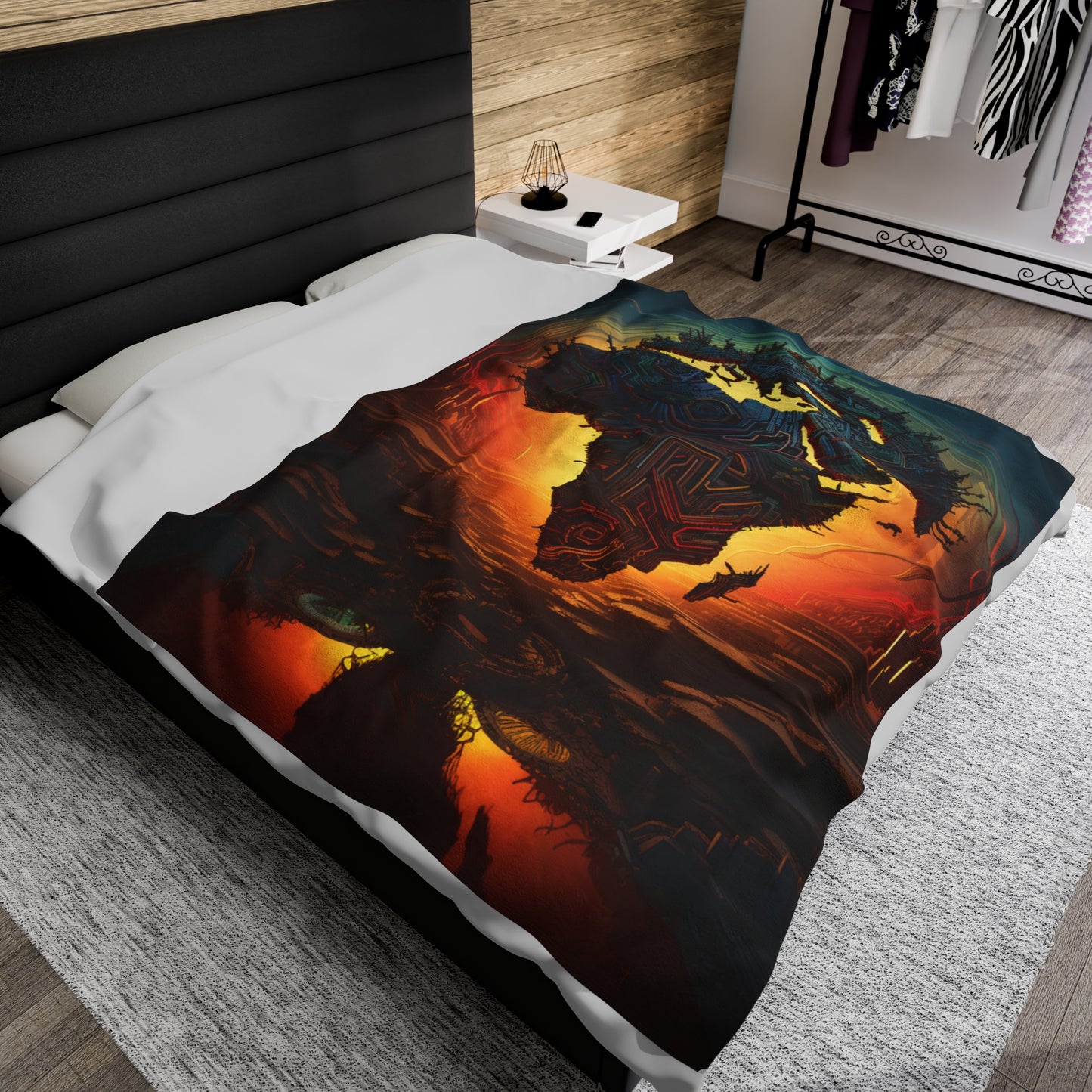 Velveteen Plush Blanket - Afro Matrix Design