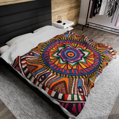 Velveteen Plush Blanket - Radiant Mandala Design