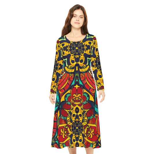 Women's Long Sleeve Dance Dress - Colours Of Ankara