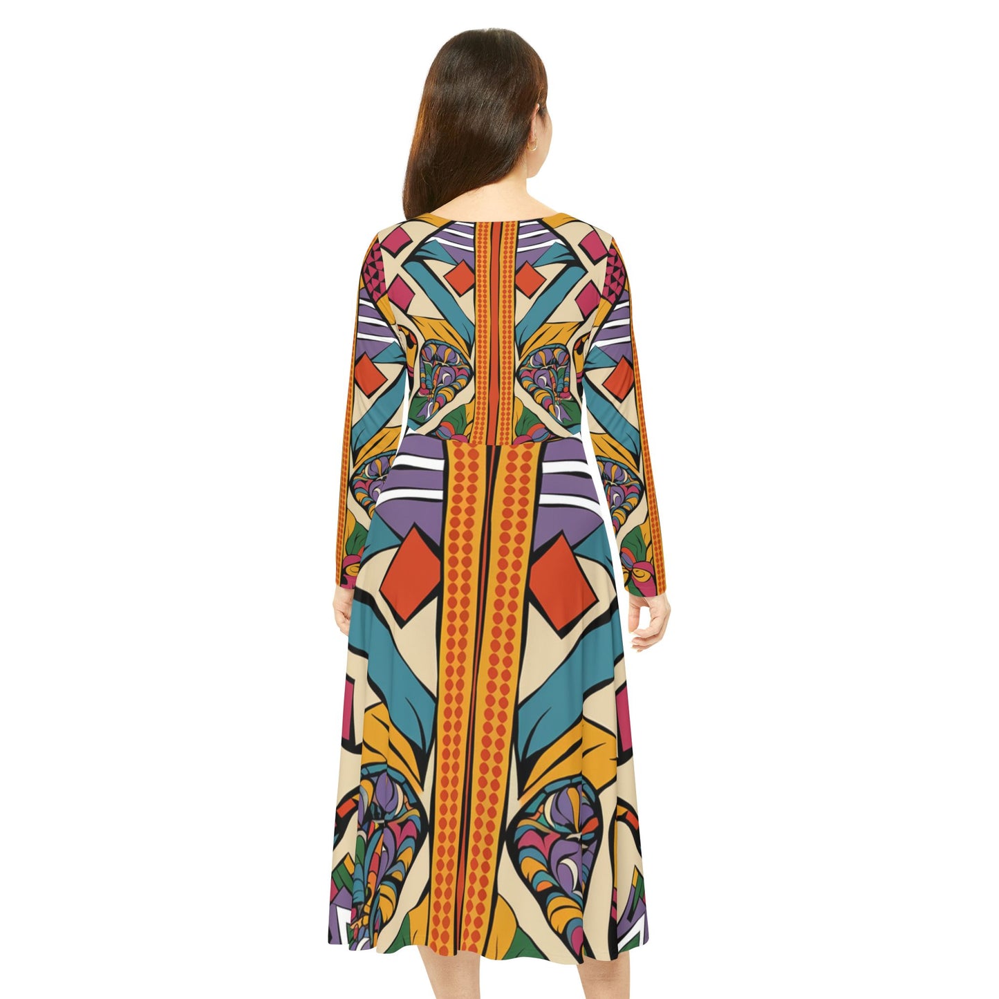 Women's Long Sleeve Dance Dress - Cultural Flow Design