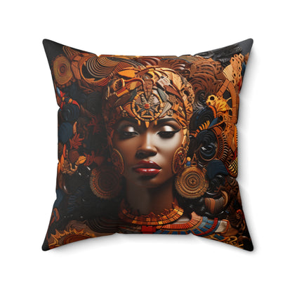 Spun Polyester Square Pillow - Abyssinia Queen - Psalm 68:13