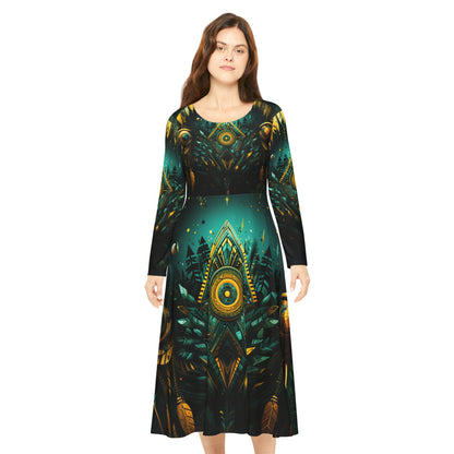 Women's Long Sleeve Dance Dress - Sacred Path Design -