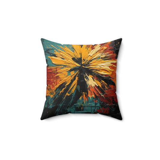 Spun Polyester Square Pillow - Afro Splash Design