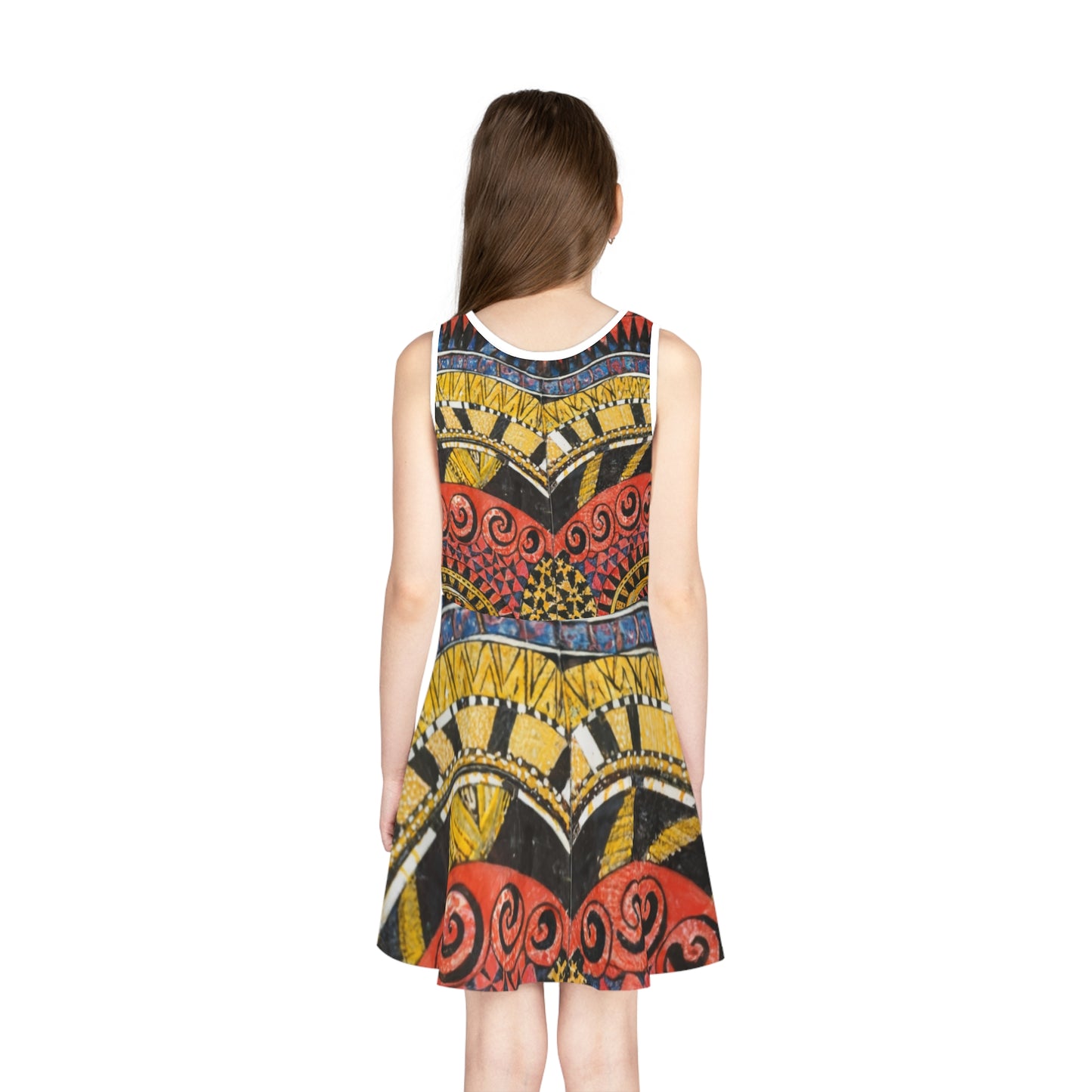 Girls' Sleeveless Sundress - "Harmony Tapestry Design