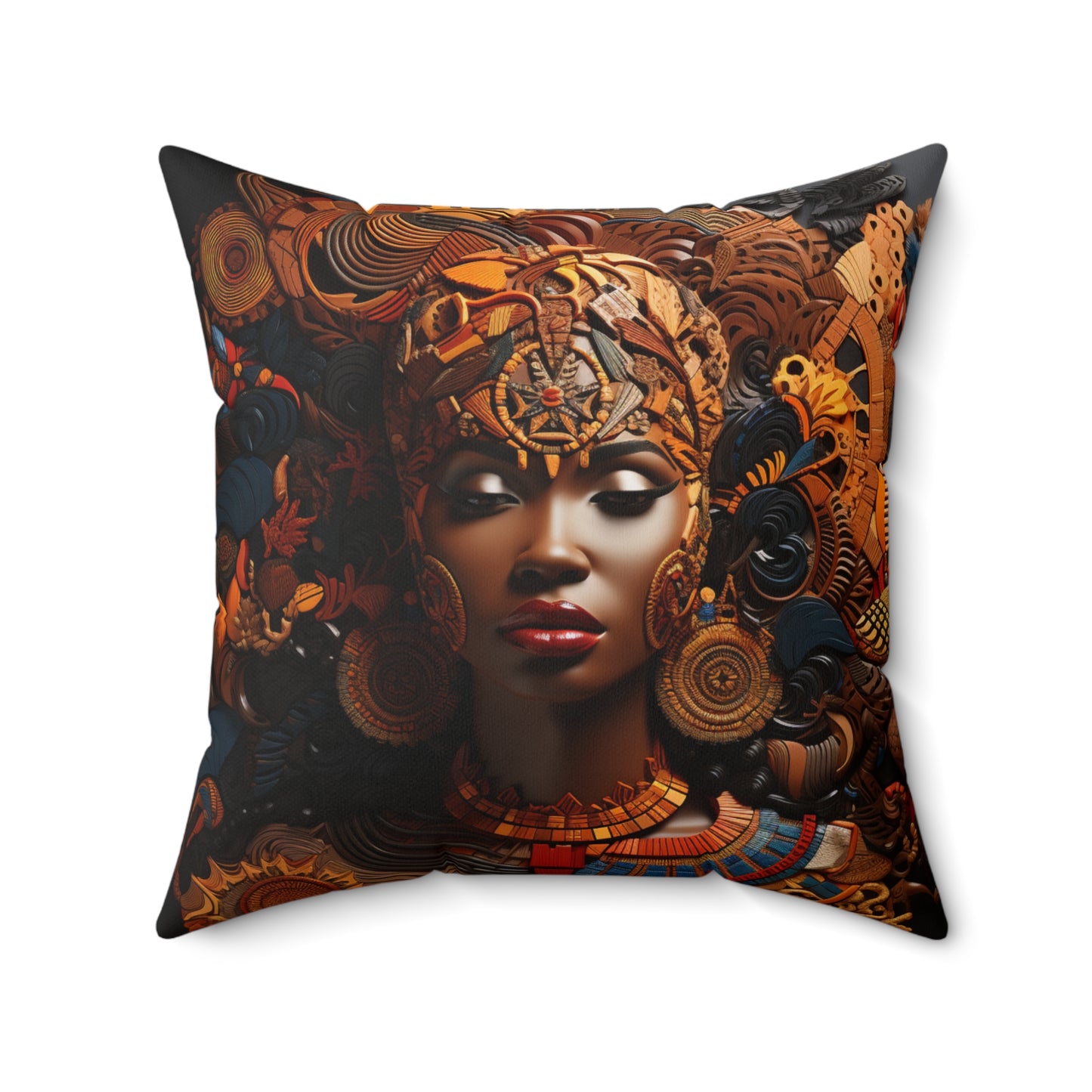 Spun Polyester Square Pillow - Abyssinia Queen - Psalm 68:13