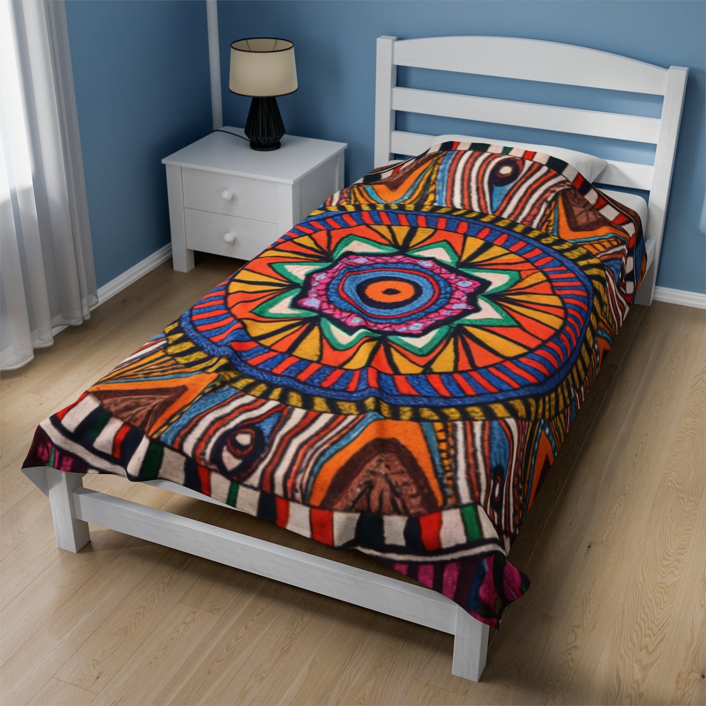 Velveteen Plush Blanket - Radiant Mandala Design