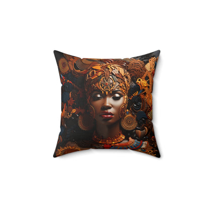 Spun Polyester Square Pillow - Abyssinia Queen - Psalm 68:13