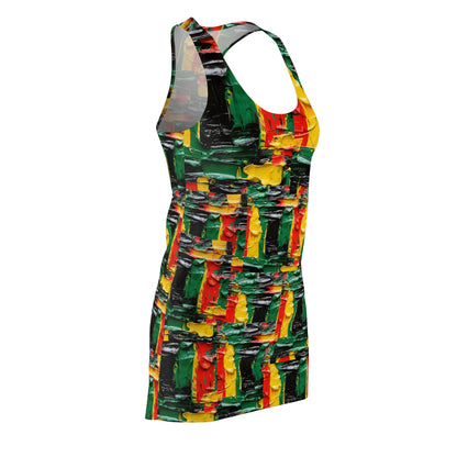 Women's Cut & Sew Racerback Dress - Afro Abstract Cross Design