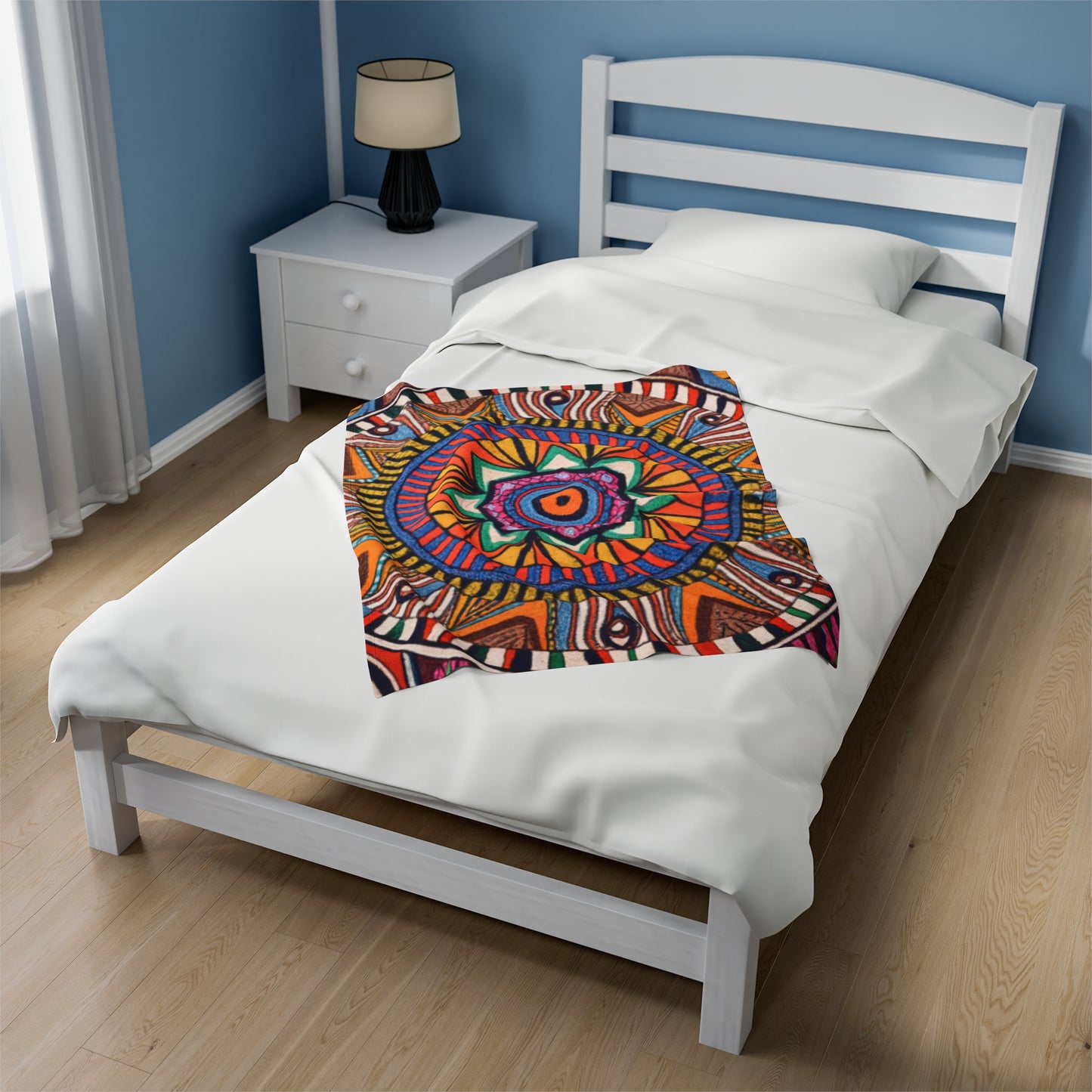 Velveteen Plush Blanket - Radiant Mandala Design