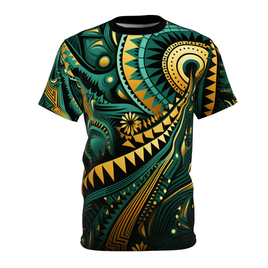 Unisex Cut & Sew Tee (AOP) - African Emerald Design