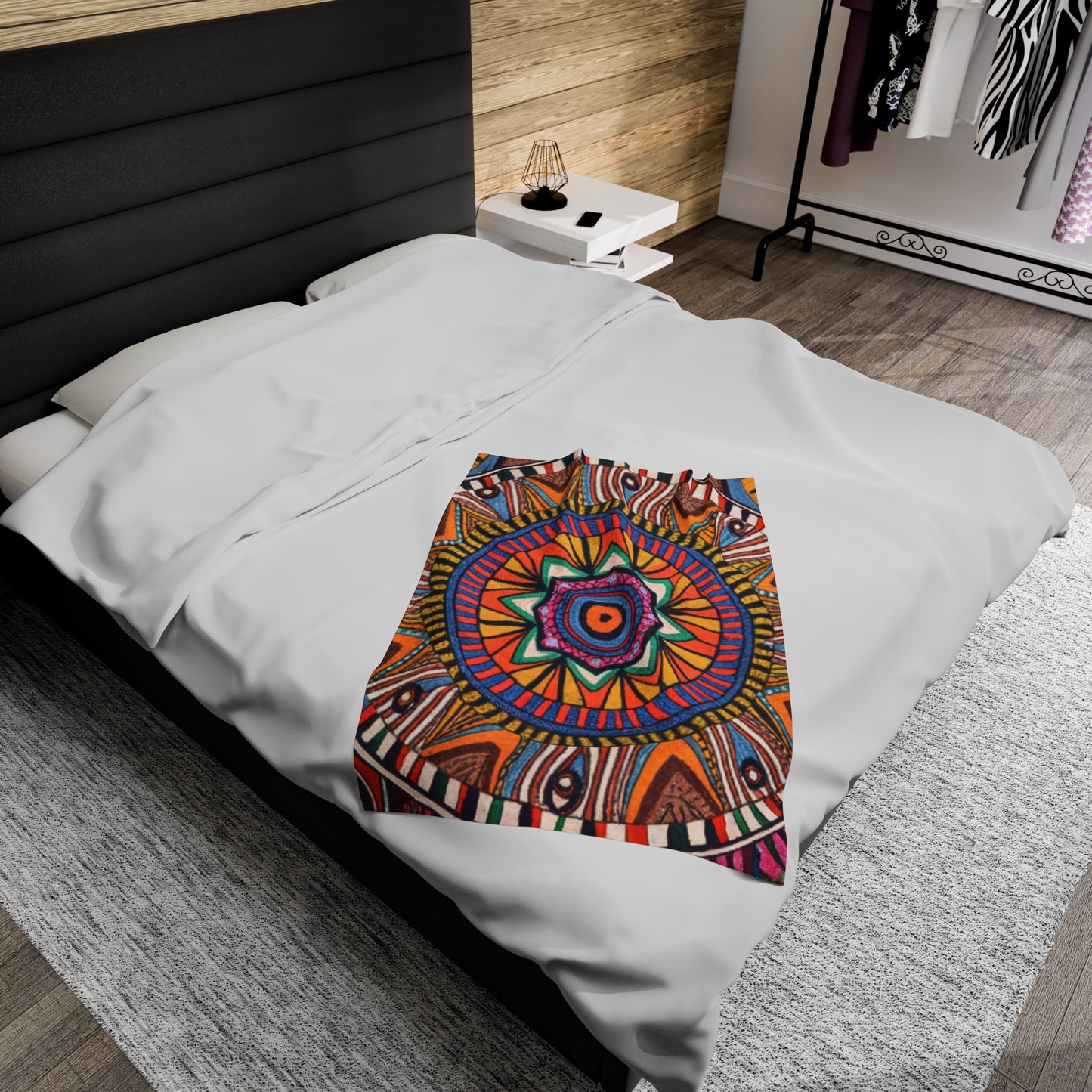 Velveteen Plush Blanket - Radiant Mandala Design