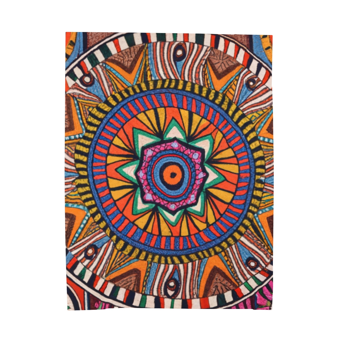 Velveteen Plush Blanket - Radiant Mandala Design