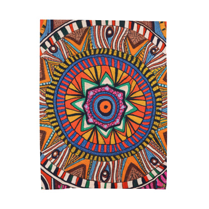 Velveteen Plush Blanket - Radiant Mandala Design