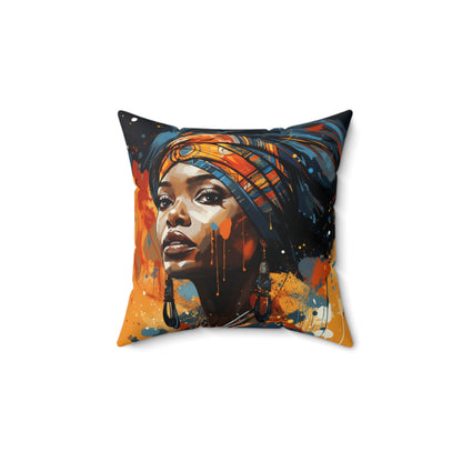Spun Polyester Square Pillow - Daughters of Africa 2 Design