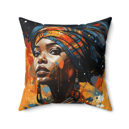 Spun Polyester Square Pillow - Daughters of Africa 2 Design
