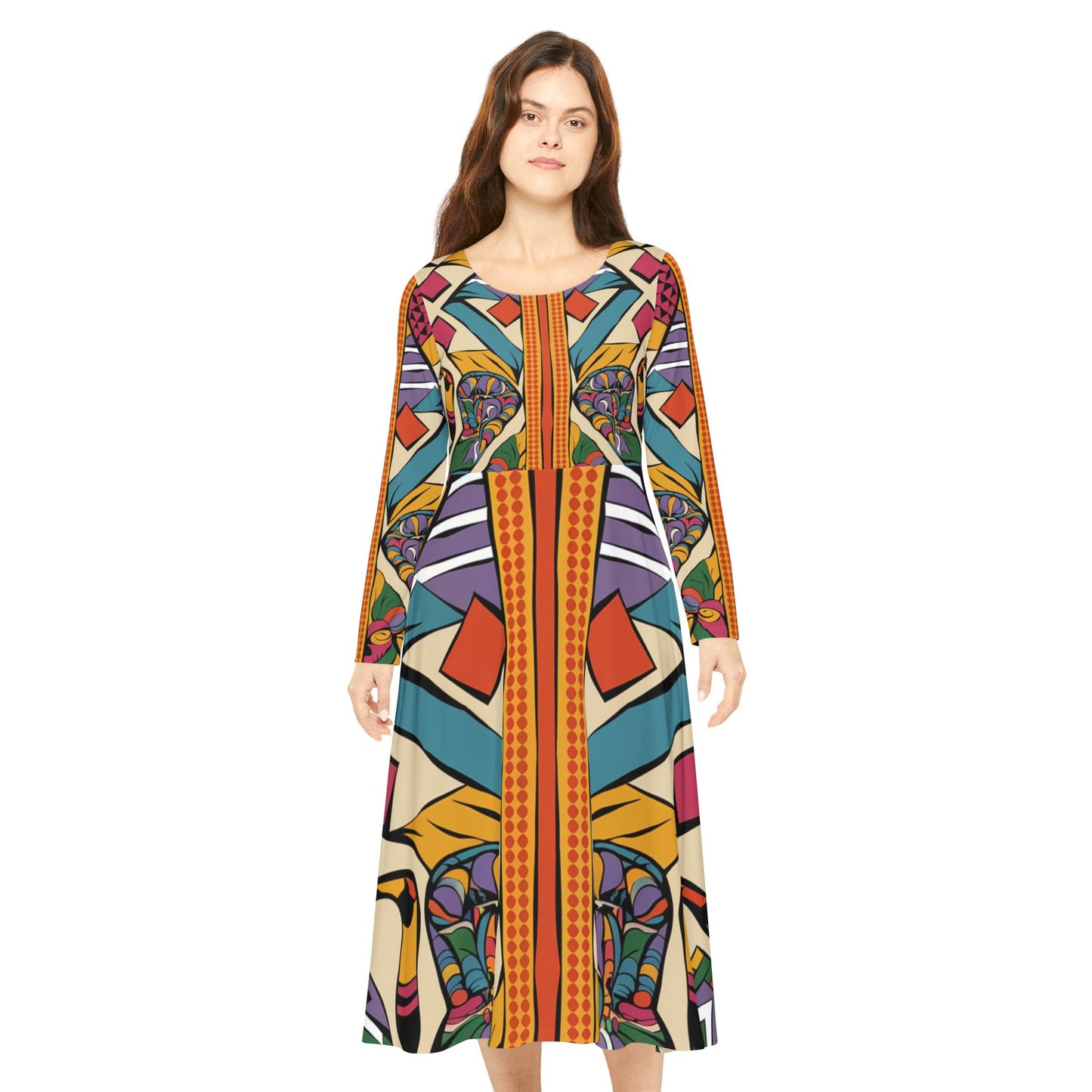 Women's Long Sleeve Dance Dress - Cultural Flow Design