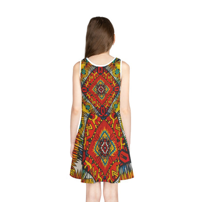 Girls' Sleeveless Sundress - African Rainbow Design