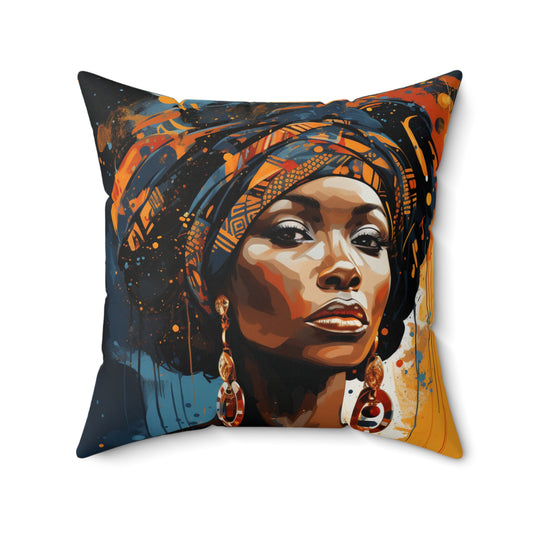 Spun Polyester Square Pillow - Daughters of Africa 4 Design