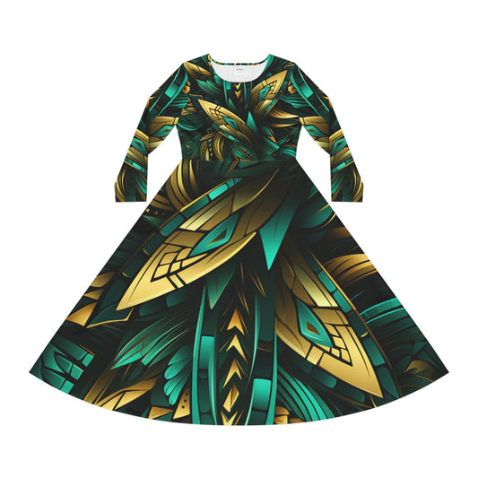 Women's Long Sleeve Dance Dress - Lady Of The Congo Design