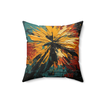 Spun Polyester Square Pillow - Afro Splash Design