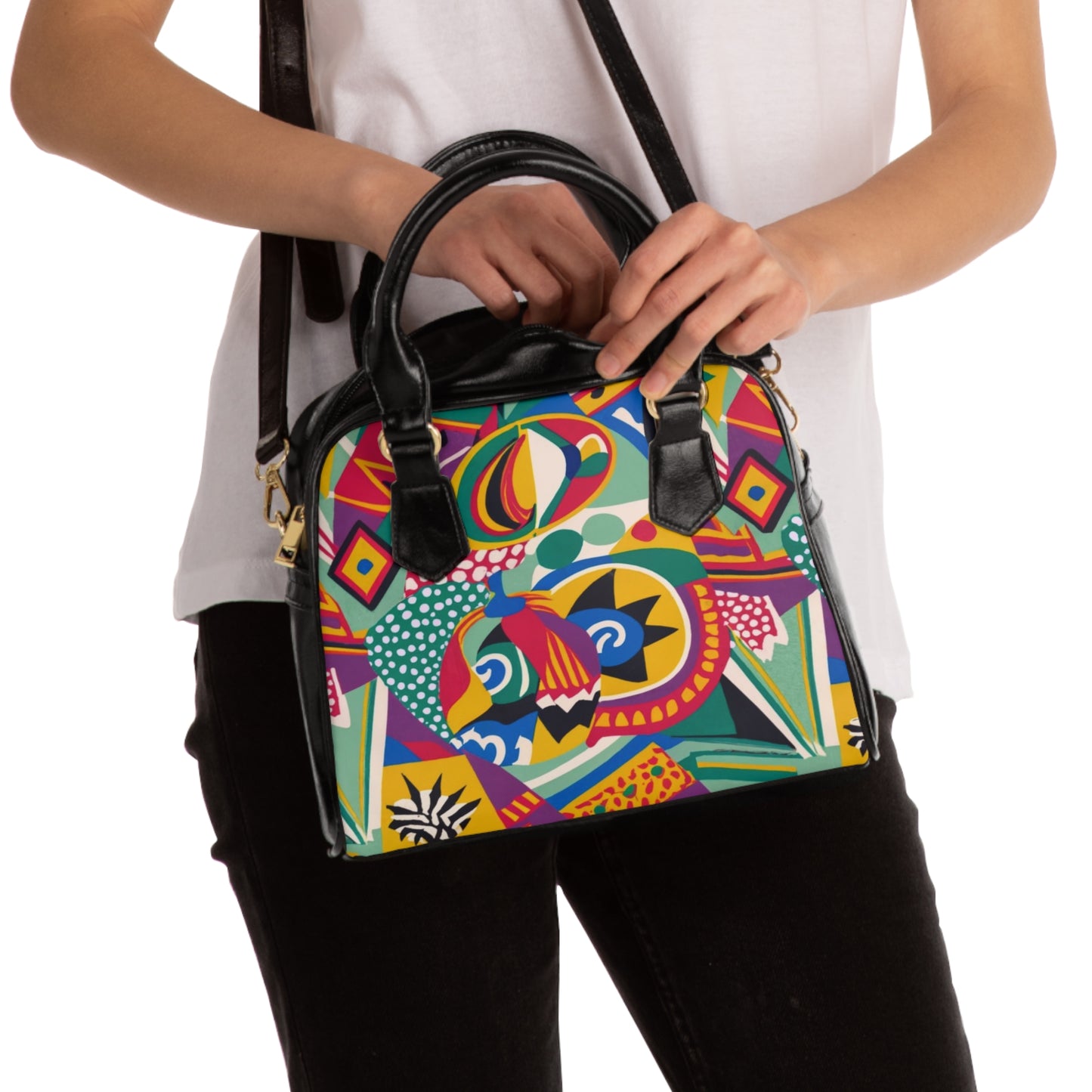 Shoulder Handbag - Afro Abstract Design