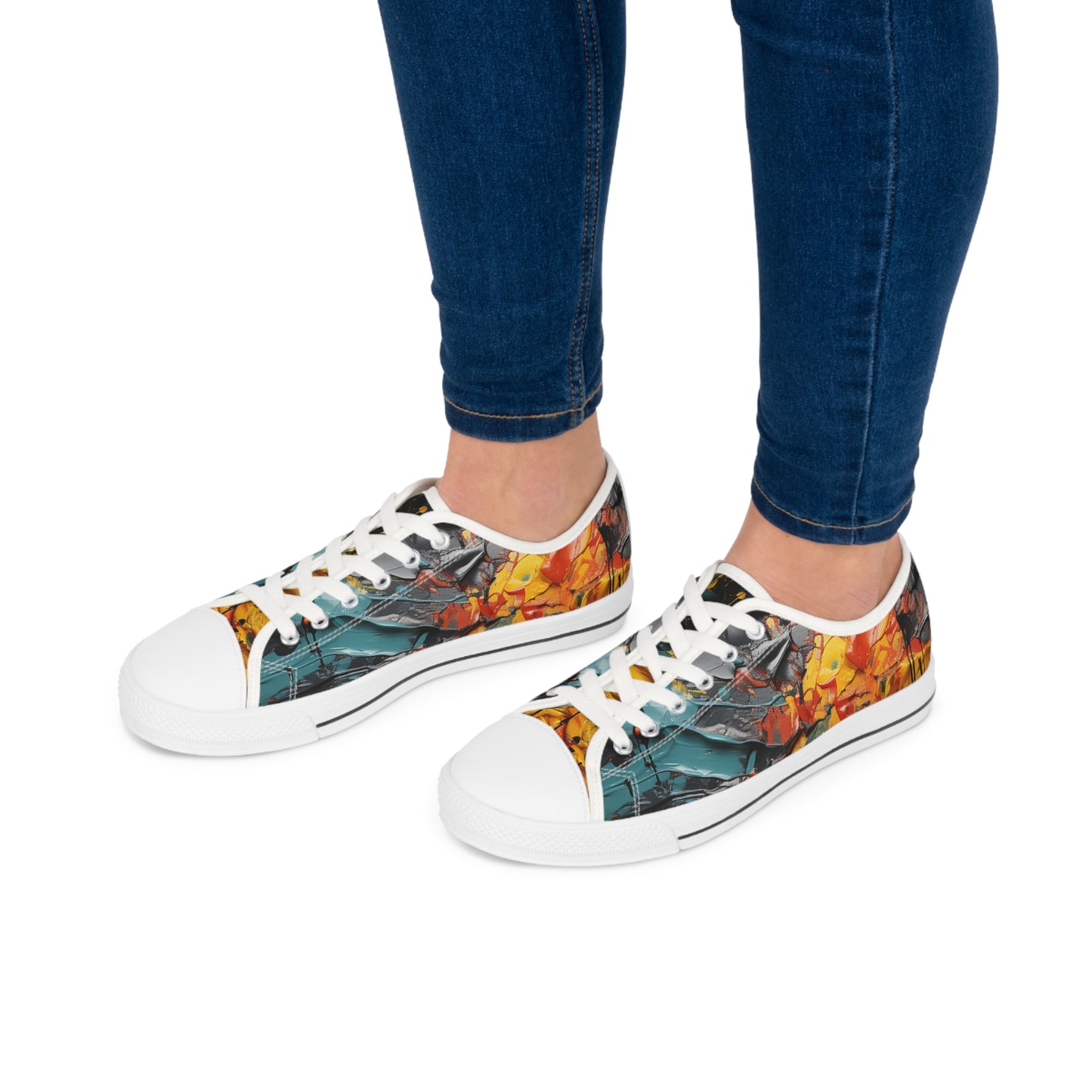 Women's Low Top Sneakers - Afro Splash Design