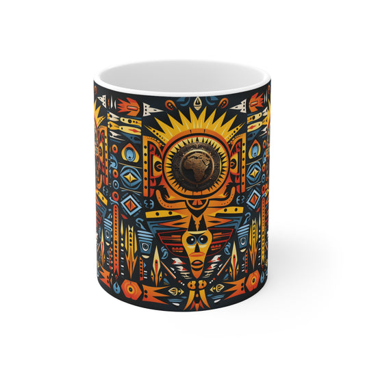 Ceramic Mug 11oz - Tribal Fusion Design