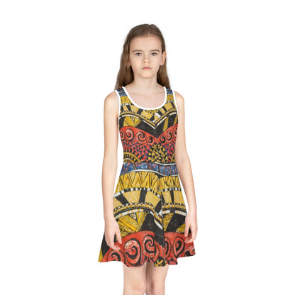 Girls' Sleeveless Sundress - "Harmony Tapestry Design
