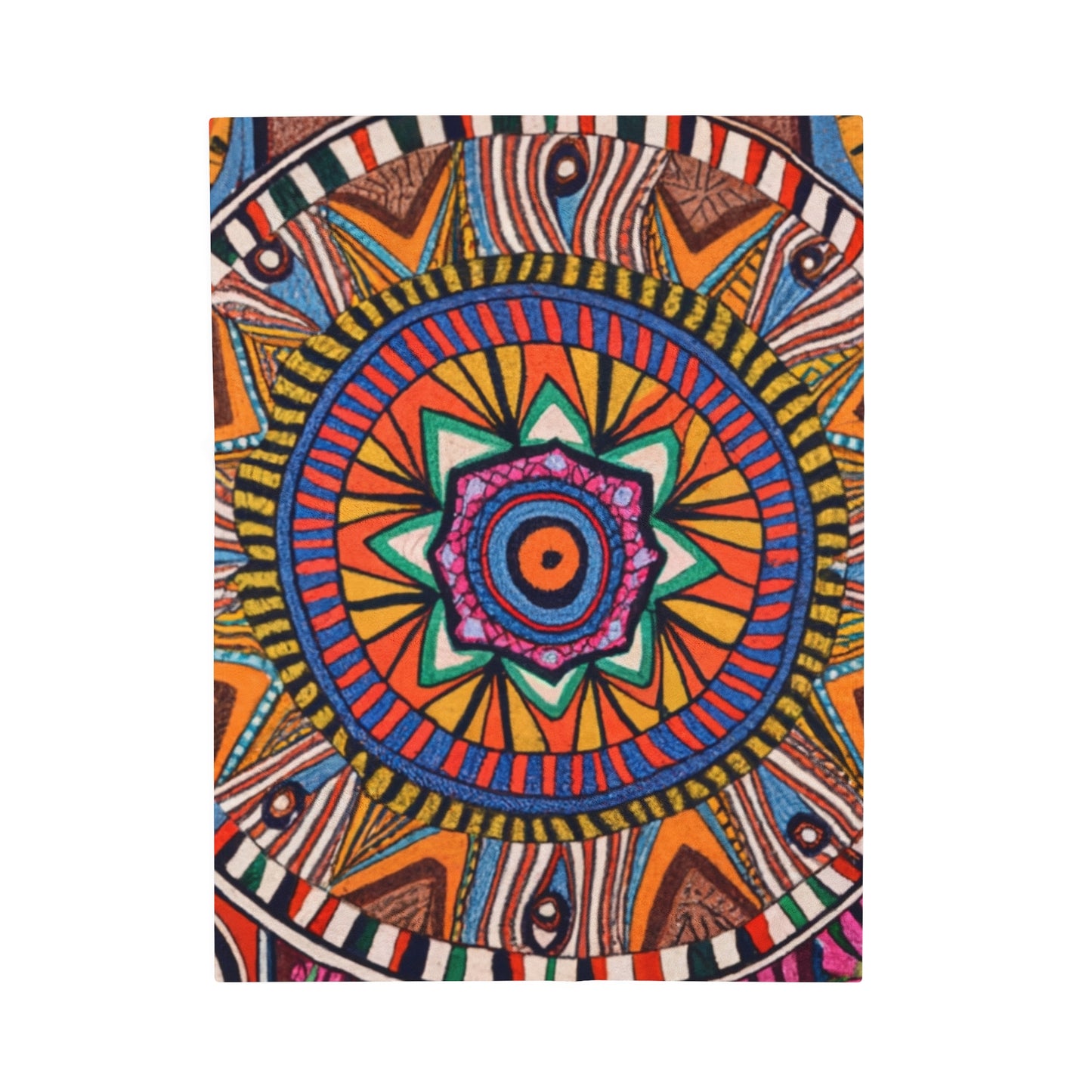 Velveteen Plush Blanket - Radiant Mandala Design