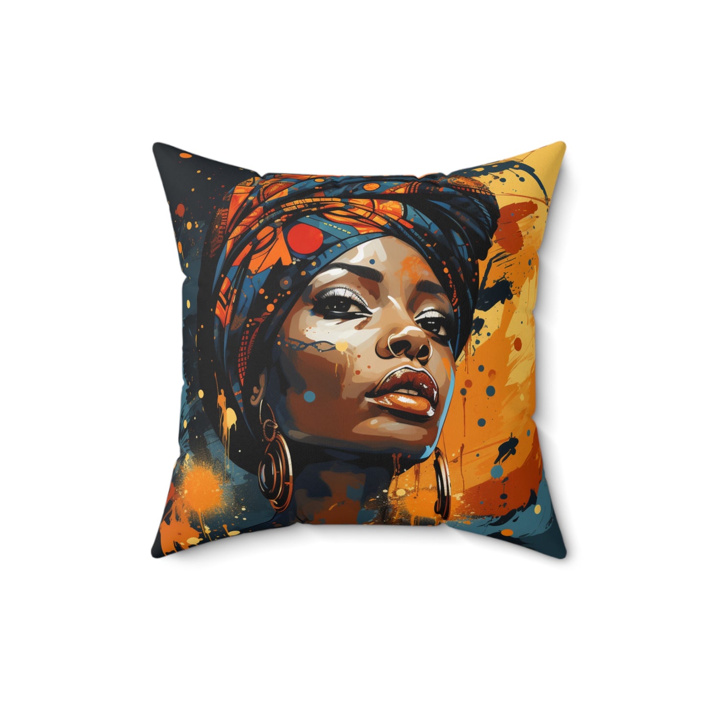 Spun Polyester Square Pillow - Daughters of Africa 3 Design